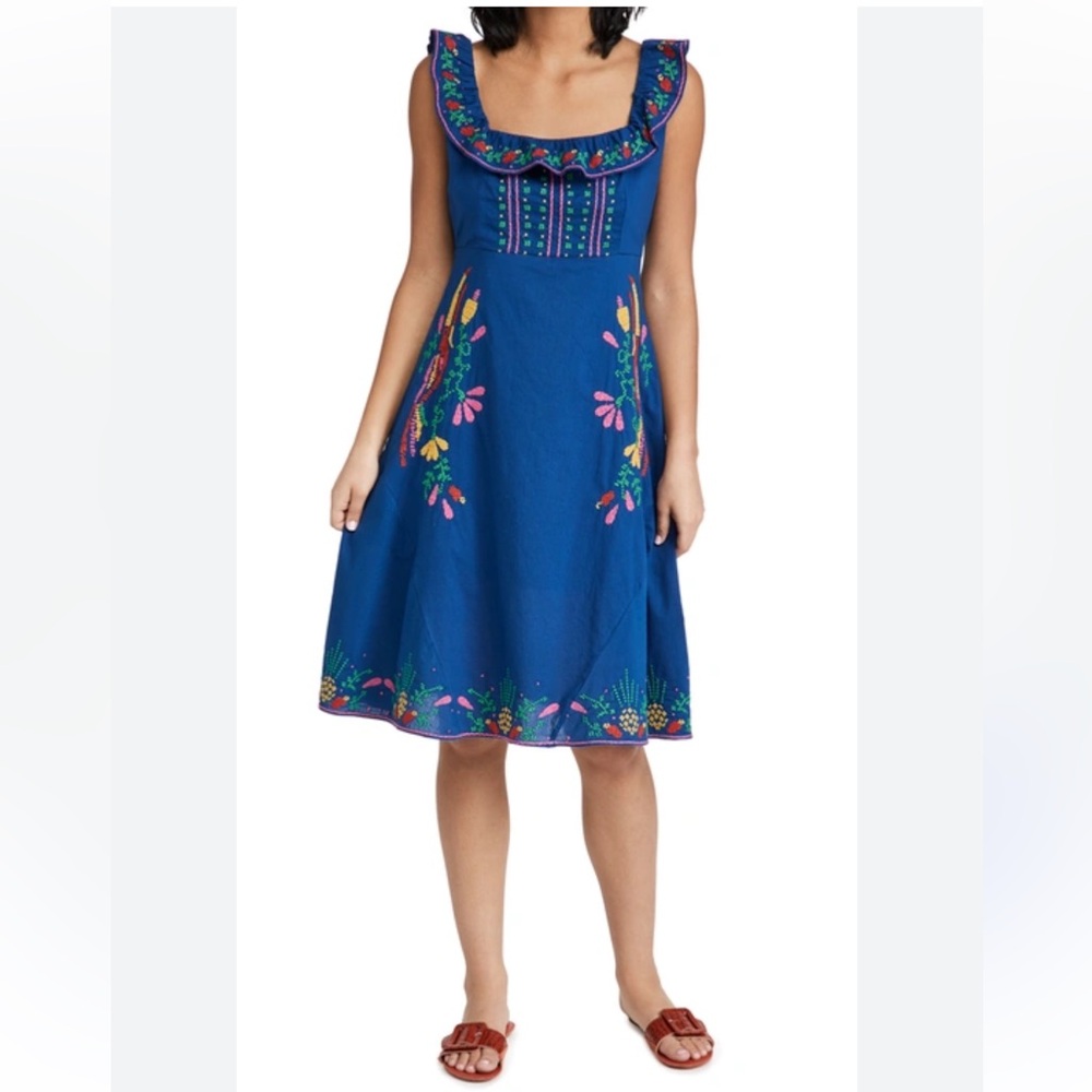 FARM Rio Navy Dress with Vibrant Embroidery